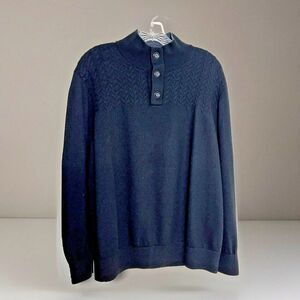 Turnbury Button Placket Pullover Sweater Cable Knit Biella Yarn Merino Wool  XL